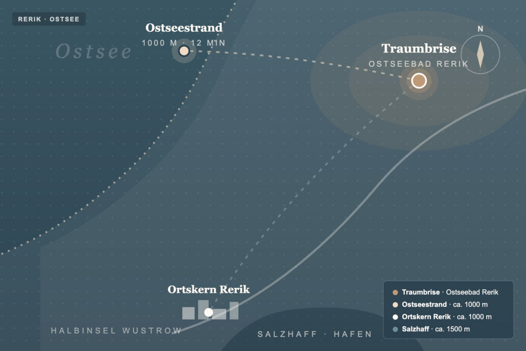 Lageplan Ferienhaus Traumbrise in Rerik an der Ostsee – 1000 m zum Ostseestrand, 1500 m zum Salzhaff